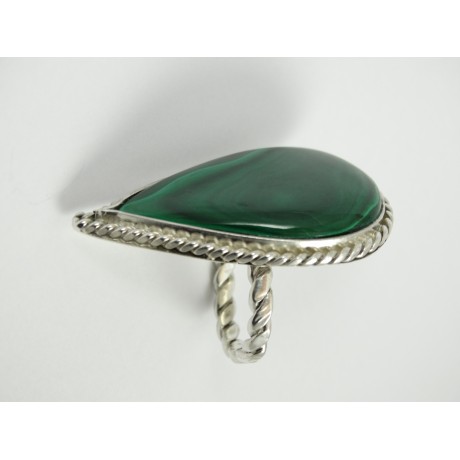 Large sterling silver ring OverGreens and Undertones with natural malachite, Bijuterii de argint lucrate manual, handmade