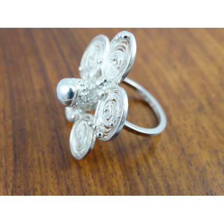 Sterling silver and pure filigree ring Splendeur, Bijuterii de argint lucrate manual, handmade