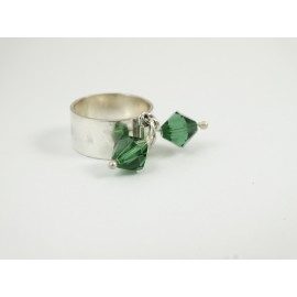 Sterling silver ring Greenish Bang