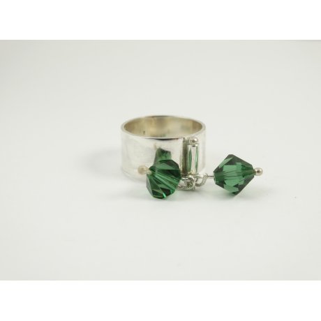 Sterling silver ring Greenish Bang, Bijuterii de argint lucrate manual, handmade