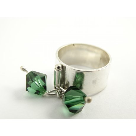 Sterling silver ring Greenish Bang, Bijuterii de argint lucrate manual, handmade