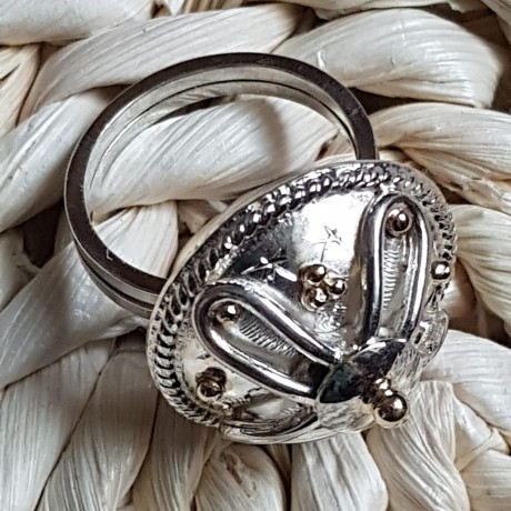 Sterling silver ring with 14k gold Summer Leissure, Bijuterii de argint lucrate manual, handmade
