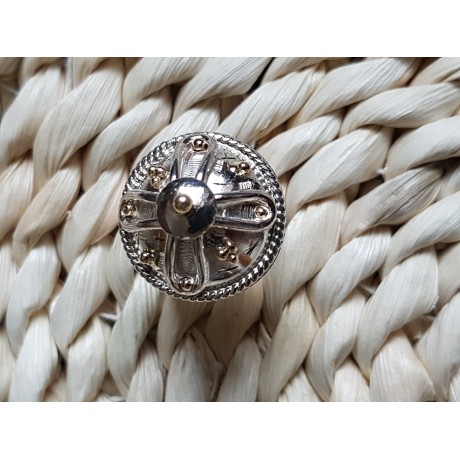 Sterling silver ring with 14k gold Summer Leissure, Bijuterii de argint lucrate manual, handmade