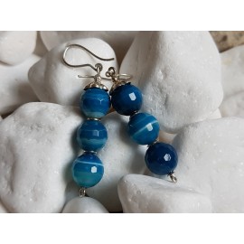 Sterling silver earrings with natural agate stones