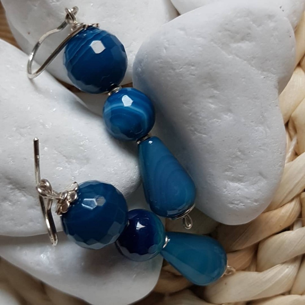 Sterling silver earrings with natural agate stones