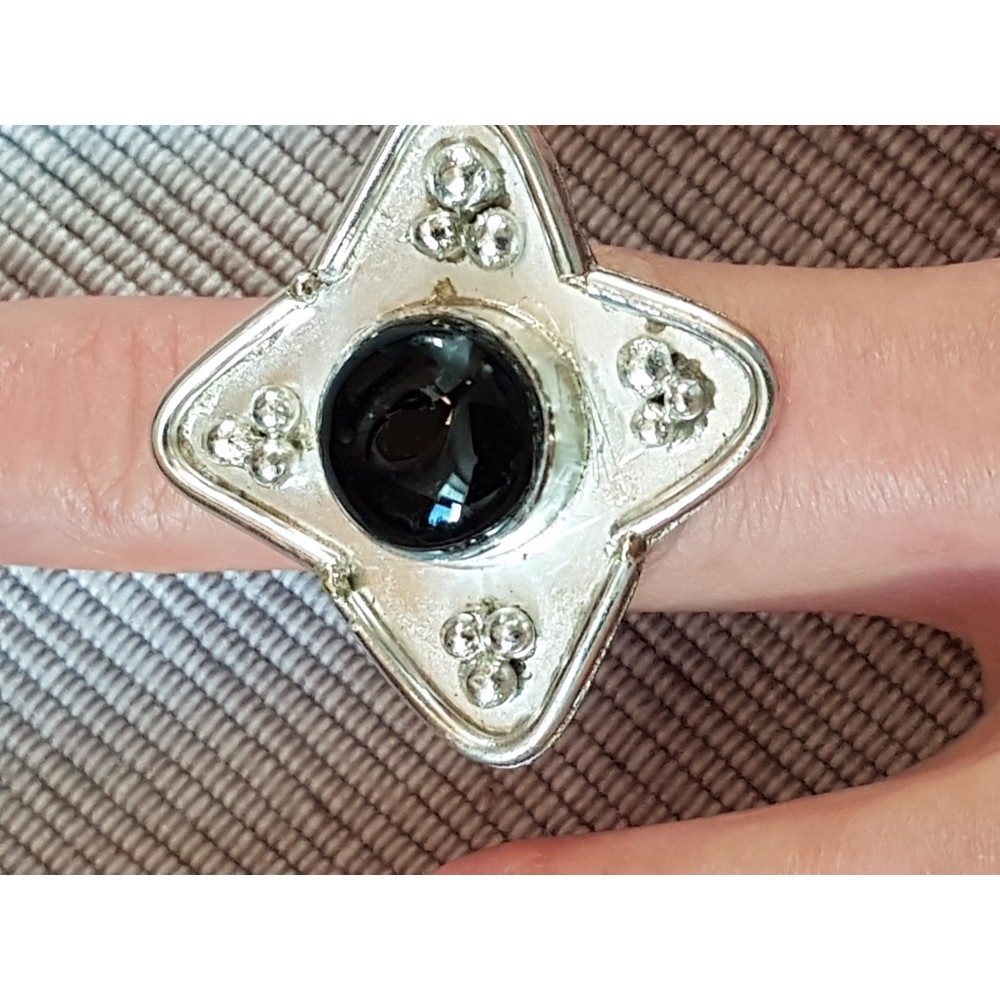 Sterling silver ring with natural onyx stone