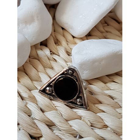 Sterling silver ring with natural onyx stone Black Trims, Bijuterii de argint lucrate manual, handmade