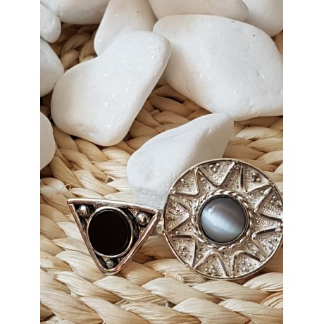 Sterling silver ring with natural onyx stone Black Trims, Bijuterii de argint lucrate manual, handmade