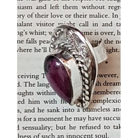 Large massive Sterling silver ring with natural Ruby Agate, Bijuterii de argint lucrate manual, handmade