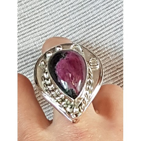 Large massive Sterling silver ring with natural Ruby Agate, Bijuterii de argint lucrate manual, handmade