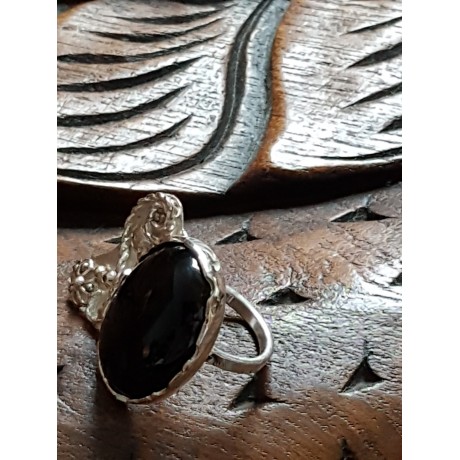 Sterling silver ring with natural onyx stones, Bijuterii de argint lucrate manual, handmade