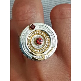 Sterling silver rings with gold, garnet and rubies