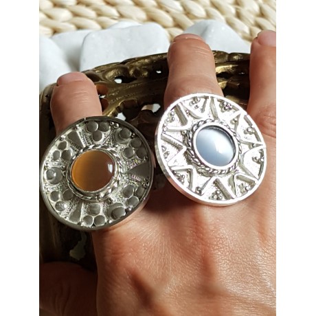 Massive Sterling silver ring with natural cat 's eye stone, Bijuterii de argint lucrate manual, handmade