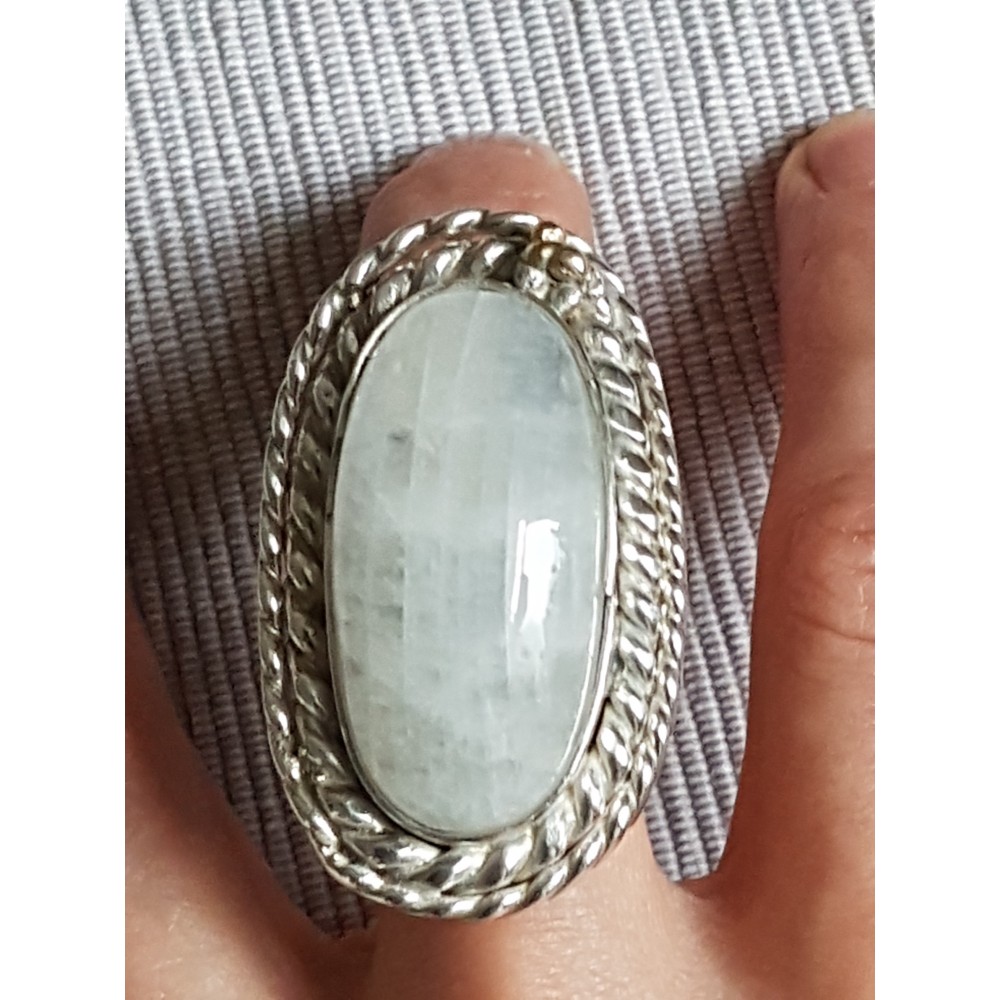 Massive Sterling silver ring with natural Moon stone
