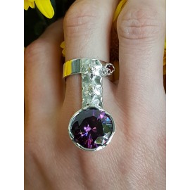 Sterling silver ring with dalloz amethyst stone Purple Waves , Bijuterii de argint lucrate manual, handmade
