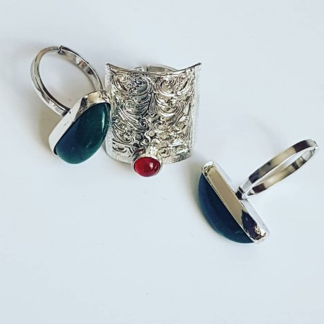Sterling silver ring with natural aventurine Silky Green, Bijuterii de argint lucrate manual, handmade