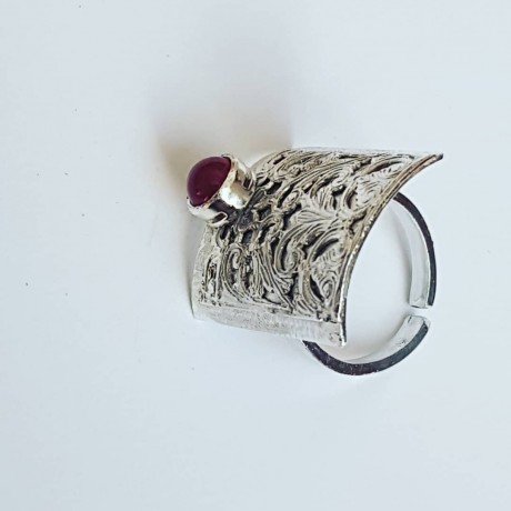 Sterling silver ring with natural carnelian Red Cape, Bijuterii de argint lucrate manual, handmade