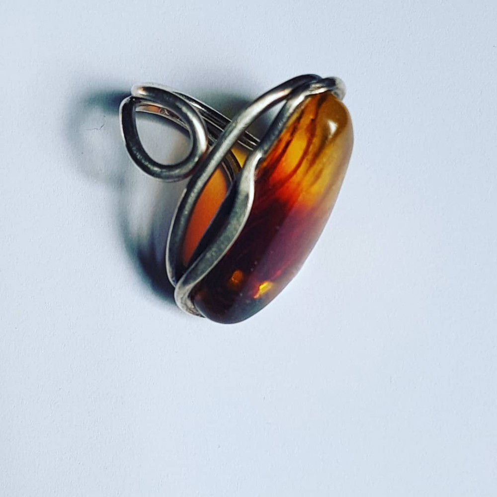 Sterling silver ring and amber Amberish