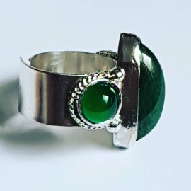 Sterling silver ring with natural aquamarine and agate U(vert)ure 