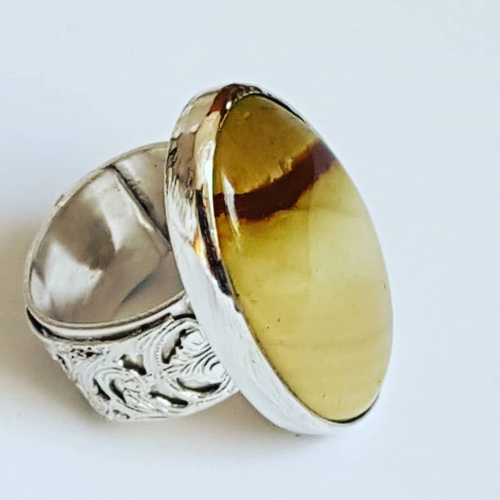 Sterling silver ring with natural jasper stone Custurdy Transcende 
