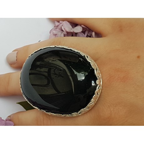  Statement Sterling silver ring and natural Obsidian Rainbow Lush, Bijuterii de argint lucrate manual, handmade