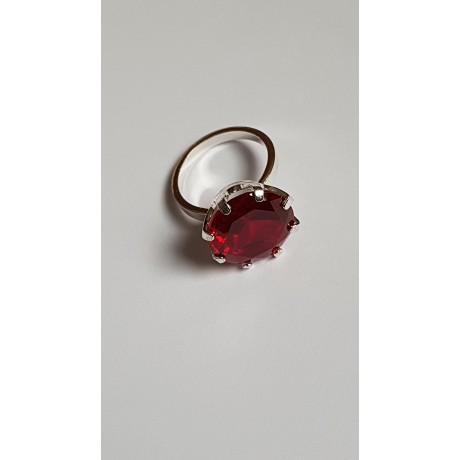 Sterling silver ring Deep Red Enchantress, Bijuterii de argint lucrate manual, handmade