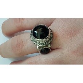 Sterling silver ring with natural onyx Black Resources
