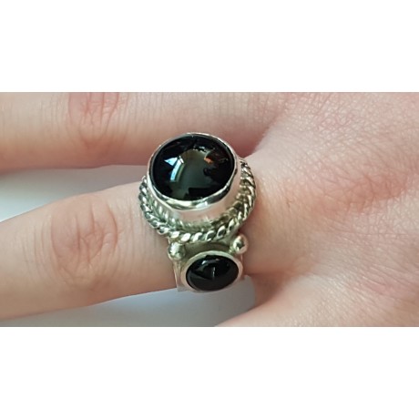 Sterling silver ring with natural onyx Black Resources, Bijuterii de argint lucrate manual, handmade