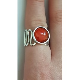 Sterling silver ring with natural carnelian Red Whims