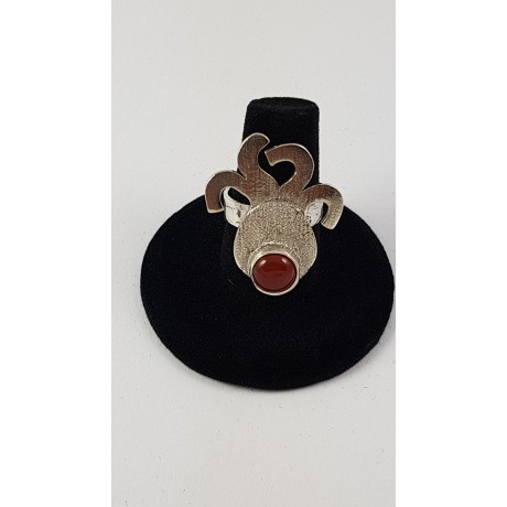 Sterling silver ring with natural carnelian Rouge Octopus, Bijuterii de argint lucrate manual, handmade