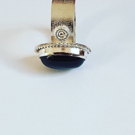 Sterling silver ring with natural onyx Dark Romance, Bijuterii de argint lucrate manual, handmade