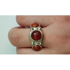 Sterling silver ring with natural carnelian & jaspers Red Wigs