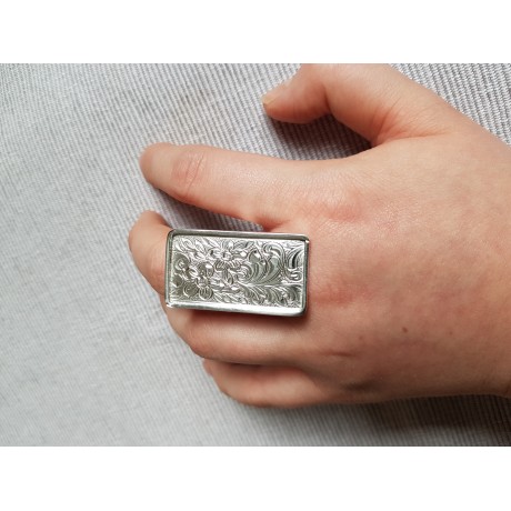 Sterling silver ring Flower Bed, Bijuterii de argint lucrate manual, handmade