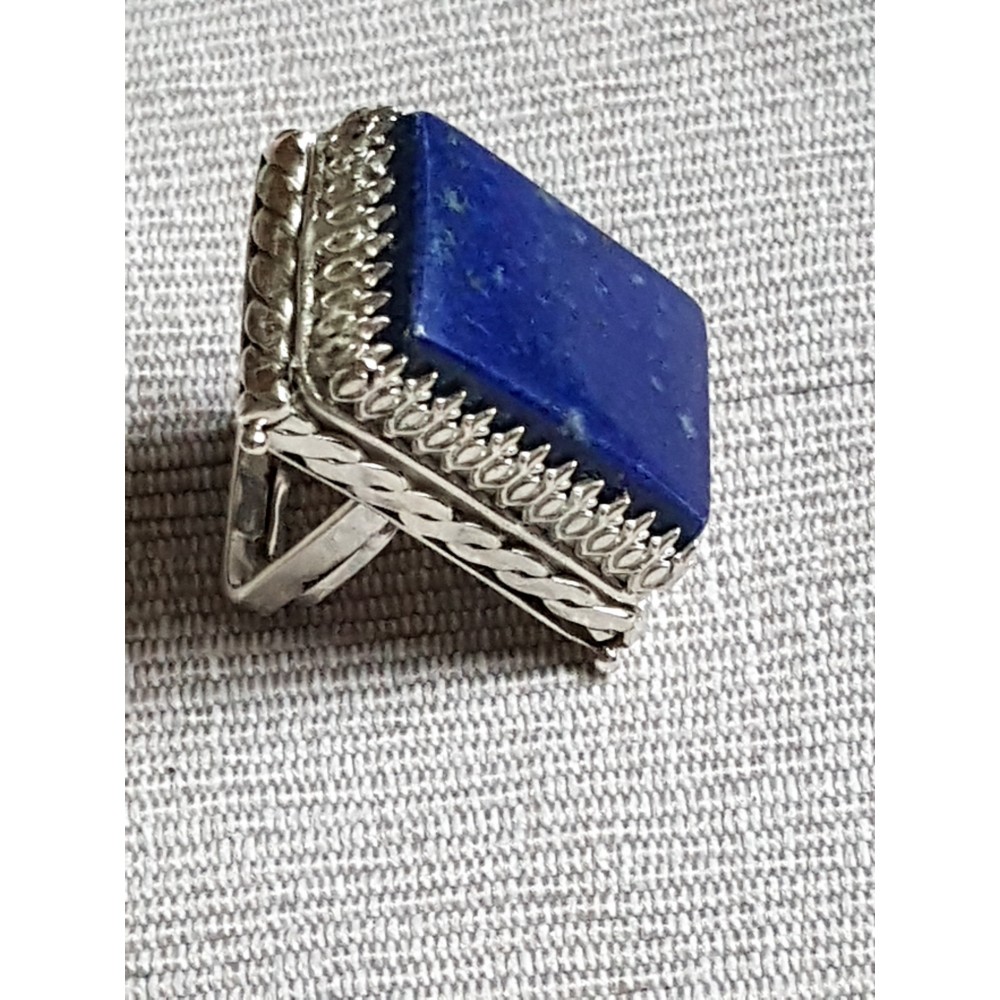 Large Sterling Silver ring with natural lapislazuli Blue Dive