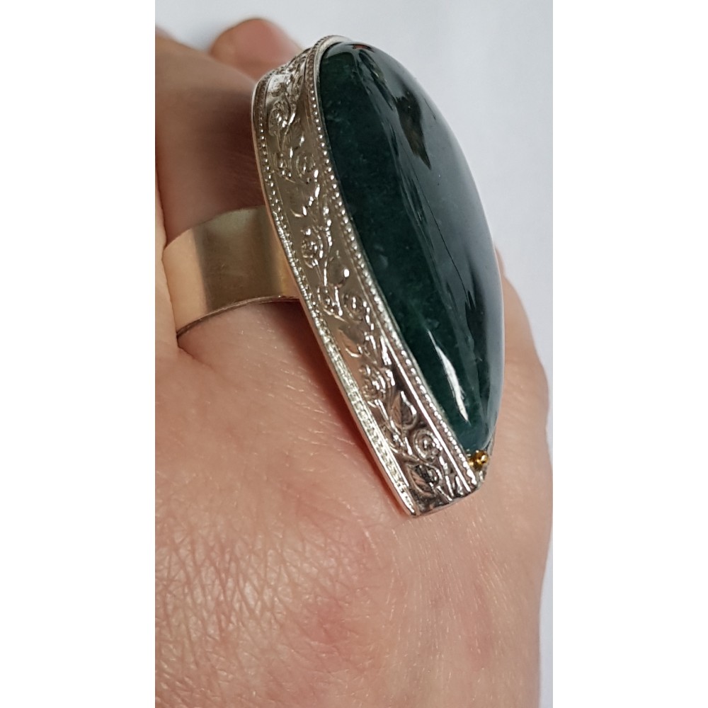 Sterling silver ring with natural moss agate Piquant Moss