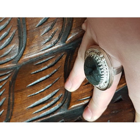 Sterling silver ring with natural labradorite stone Drop of Glory, Bijuterii de argint lucrate manual, handmade