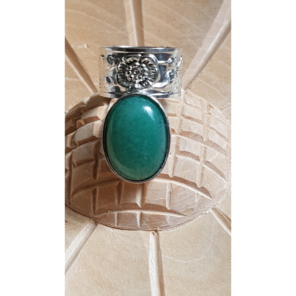 Sterling silver ring with natural aventurine stone Bold Squad