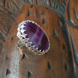 Sterling silver ring with natural agate stones PRECIOUS Flickers