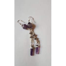 Sterling silver earrings with natural amethyst stones Amethyst Kiss