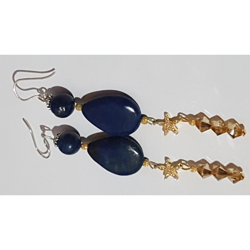 Sterling silver earrings with natural  lapislazuli stones Bluish Dazzle