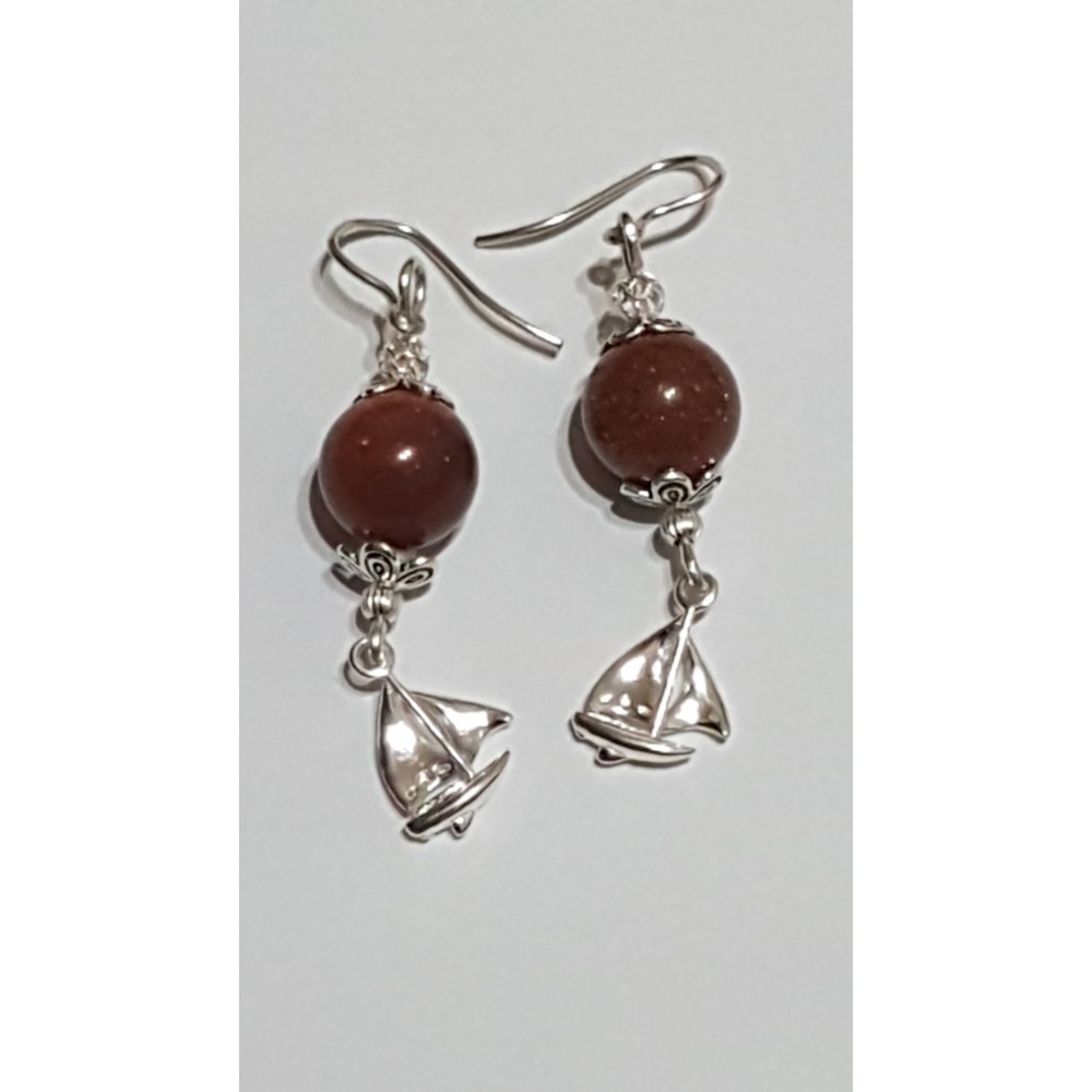 Sterling silver earrings with natural goldstone Brightful Sails