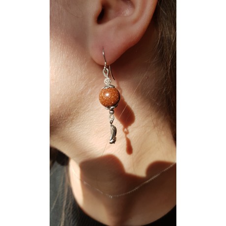 Sterling silver earrings with natural goldstone Brightful Sails