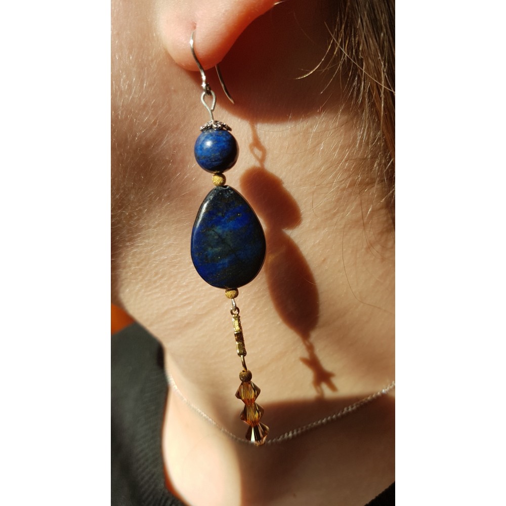 Sterling silver earrings with natural lapislazuli stones Blue Balm