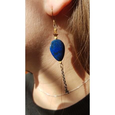 Sterling silver earrings with natural lapislazuli stones Blue Balm, Bijuterii de argint lucrate manual, handmade