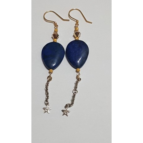 Sterling silver earrings with natural lapislazuli stones Blue Balm, Bijuterii de argint lucrate manual, handmade