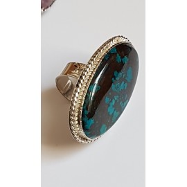 Large Sterling Silver ring with natural azurite Lush Tempers