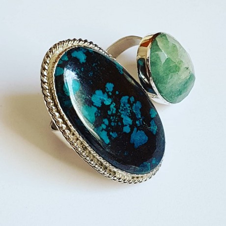 Large Sterling Silver ring with natural azurite Lush Tempers, Bijuterii de argint lucrate manual, handmade