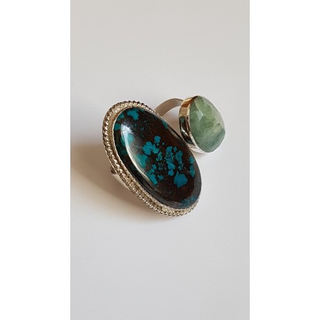 Large Sterling Silver ring with natural azurite Lush Tempers, Bijuterii de argint lucrate manual, handmade