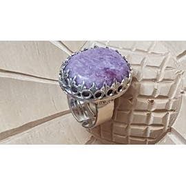 Sterling silver ring with natural lepidolite stone Mauve Gear