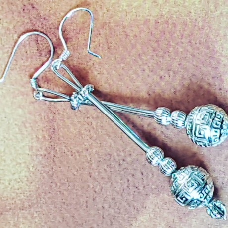 Sterling silver earrings Globes, Bijuterii de argint lucrate manual, handmade